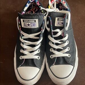 Converse All Star Black Sneakers with Multicolor Lining